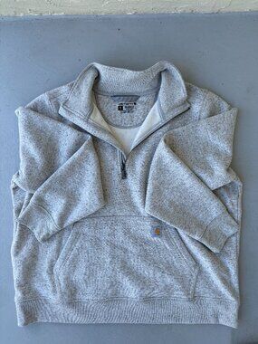 Carhartt Women’s Relaxed Fit 1/4 Zip Sweatshirt Heather Gray Speckled Size XL